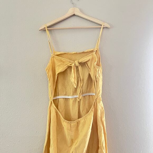 Anthropologie Cloth and Stone yellow open tie on the back midi dress - Picture 4 of 10
